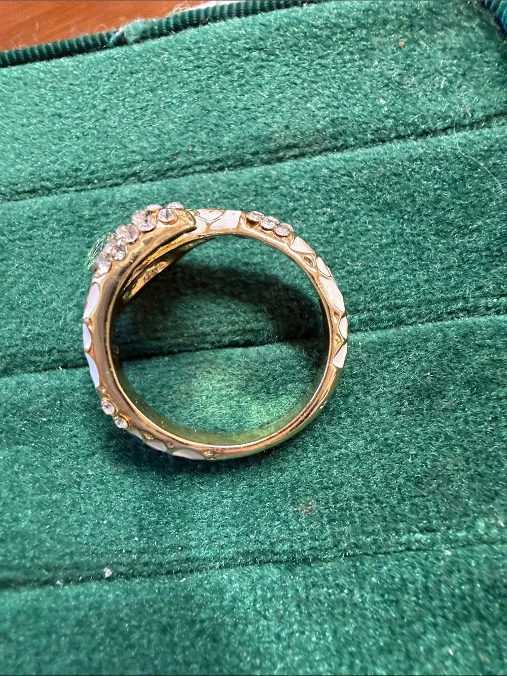 Gold Snake Ring with Green Eyes - Women Jewelry size ring 8